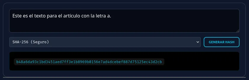 Ejemplo visual del efecto avalancha en un hash letra a minúscula