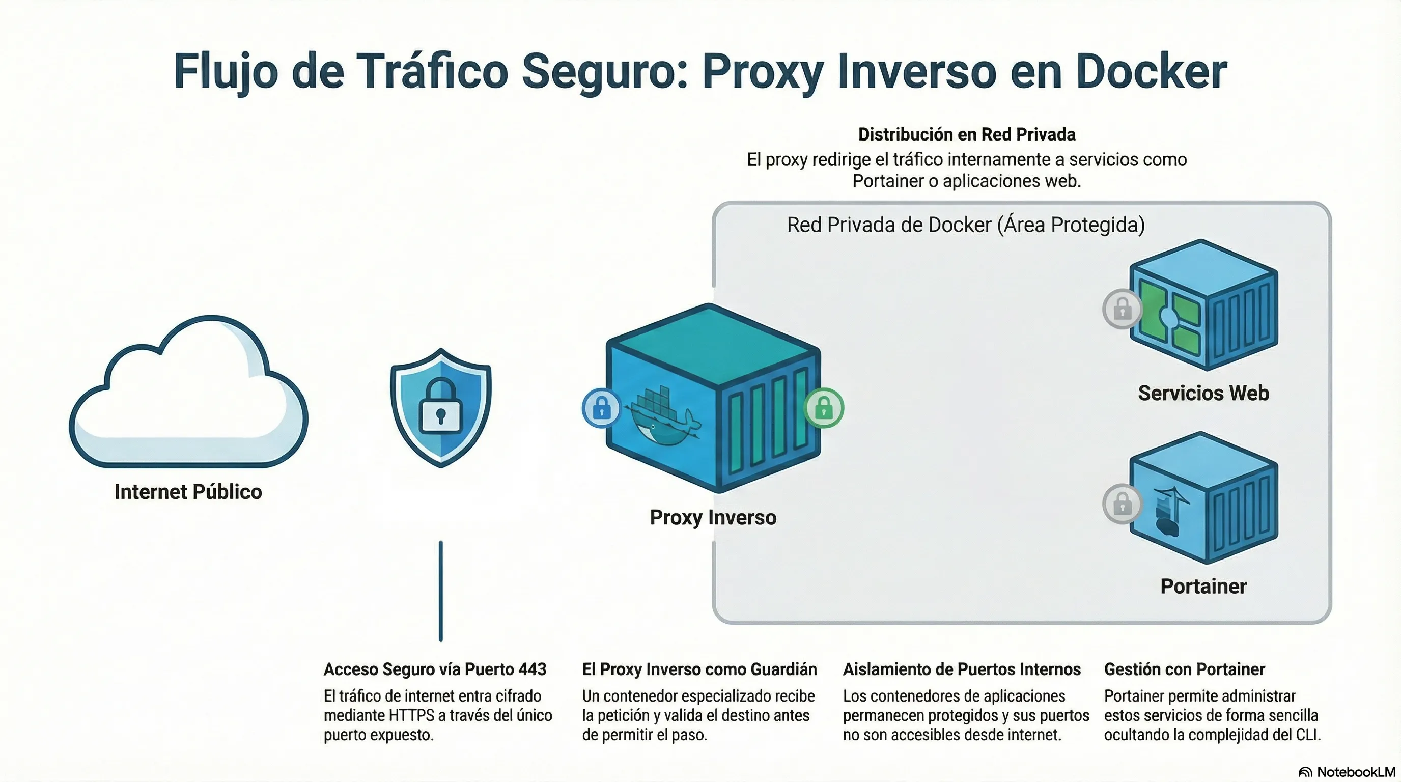 Diagrama de flujo de un Proxy Inverso en Docker