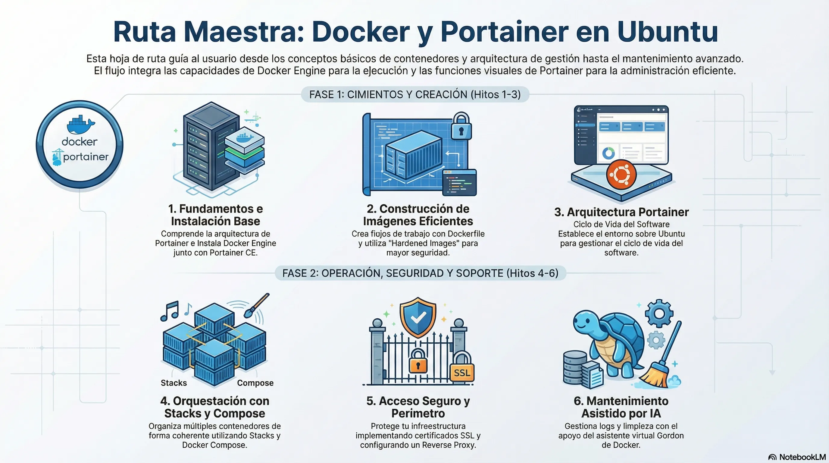 Hoja de ruta visual del curso Docker