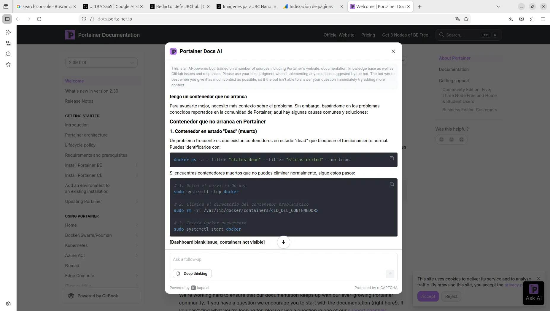 La IA al servicio del Maker: consulta errores y obtén soluciones basadas en manuales oficiales. Usando el AI Bot de Portainer para solucionar dudas técnicas