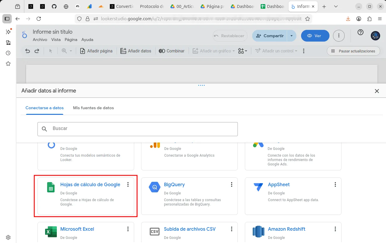 Conectar Google Sheets a Looker Studio para crear un dashboard financiero